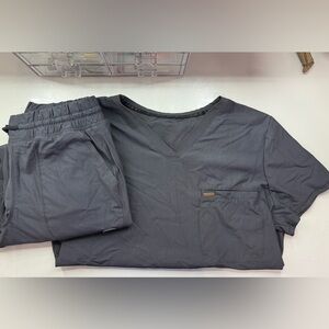 Cherokee Charcoal V-Neck Scrub Top